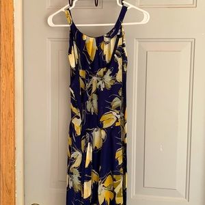 Floral navy yellow maxi tank dress